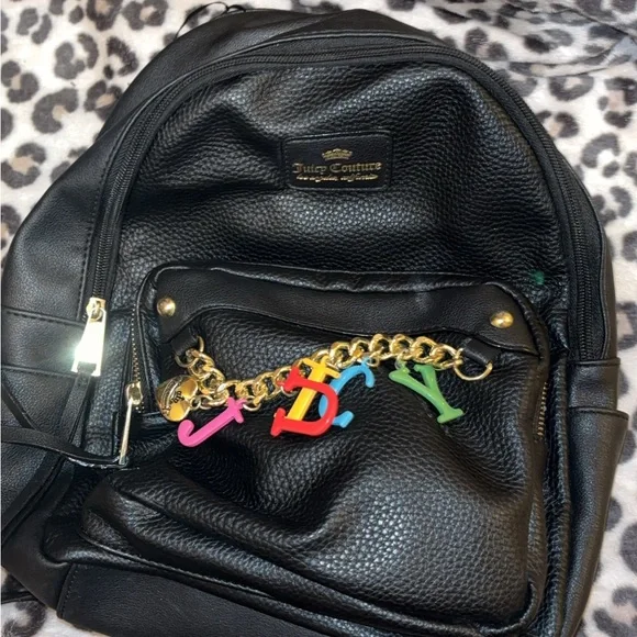Juicy Couture Black and White Logo Lined Backpack Interior Juicy Couture No Rules Backpack Black Small Weekender With  main image 4